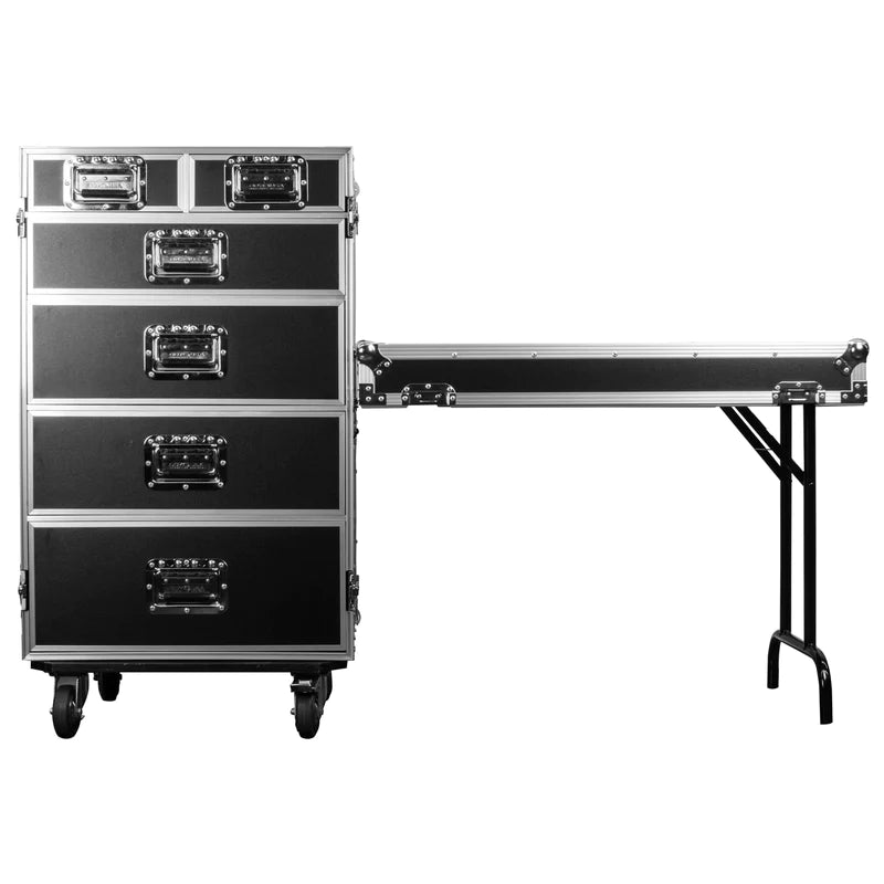 Odyssey FZWB6WDLX Case Rackmount - Odyssey FZWB6WDLX - Deluxe Six Drawer Workbox Tour Flight Case with Casters and Side Table
