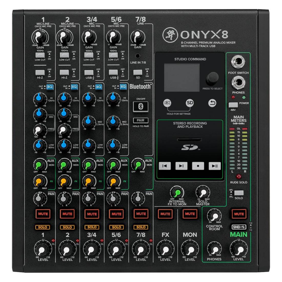 MACKIE ONYX8 - 8-Channel Premium Analog Mixer with Multi-Track USB recording.