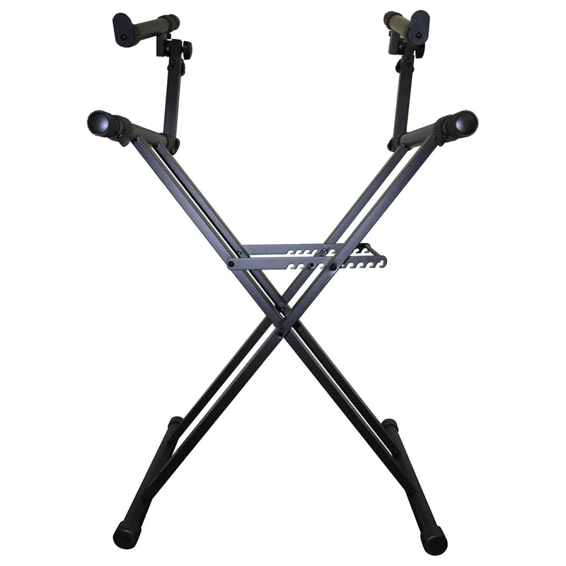 Odyssey LTBXS2 Stand DJ Equipment - Odyssey LTBXS2 - Black Heavy-Duty Two Tier X-Stand for DJ Coffins and Controller Cases