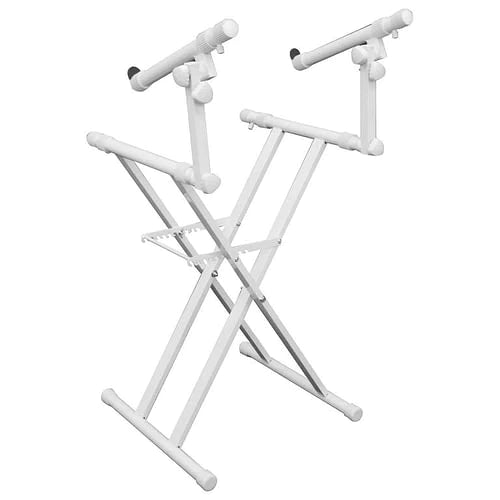 Odyssey LTBXS2WHT Stand DJ Equipment - Odyssey LTBXS2WHT - White Heavy-Duty Two Tier X-Stand for DJ Coffins and Controller Cases