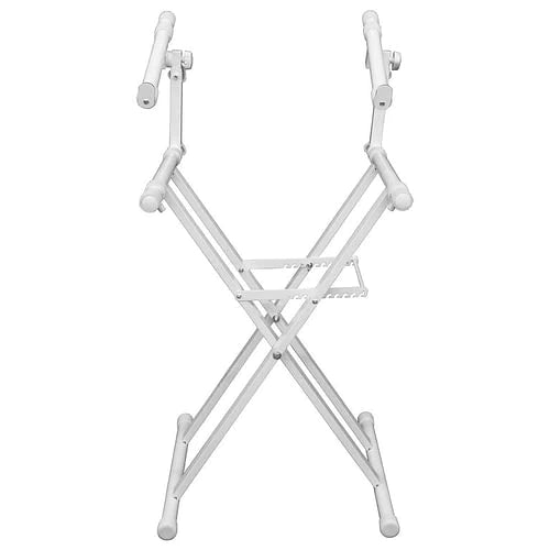 Odyssey LTBXS2WHT Stand DJ Equipment - Odyssey LTBXS2WHT - White Heavy-Duty Two Tier X-Stand for DJ Coffins and Controller Cases