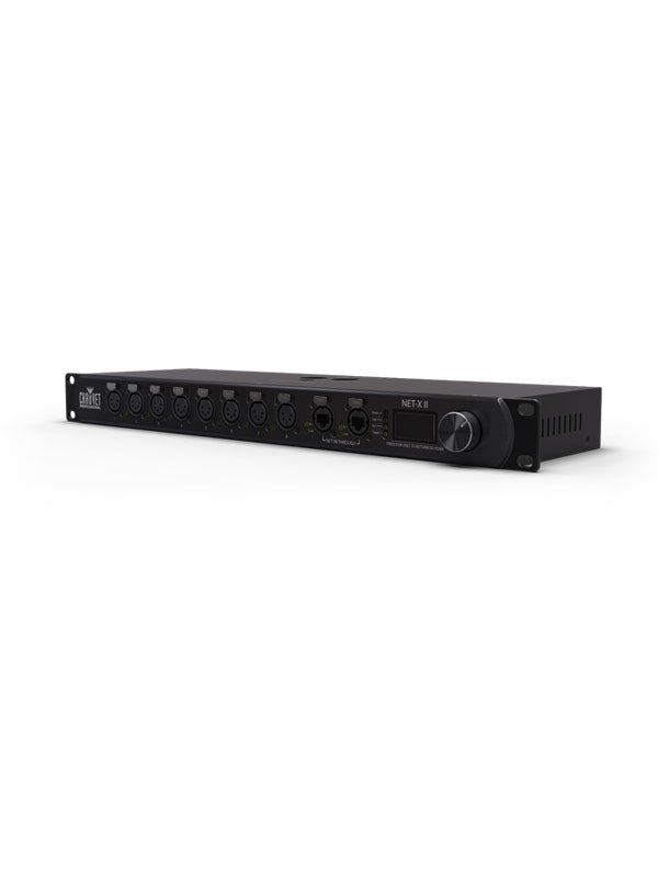 CHAUVET PRO NETXII -  versatile rack-mountable Ethernet-to-DMX node, which also functions as a merger for two controllers on either Ethernet or DMX inputs.