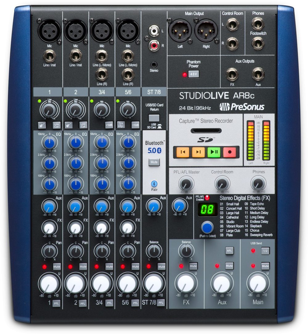 PRESONUS StudioLive-AR8C - 8-channel USB-C Audio Interface / Analog Mixer / Stereo SD Recorder