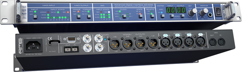 RME ADI-642 - 24 Bit / 192 kHz, 2 x 8-channel MADI <> AES/EBU Converter, 19", 1RU - RME ADI-642 8-Channel Rmeadi-642 - 8-Channel 24-Bit192Khz Madi Aes Format Converter With 72 X 74 Routing Matrix