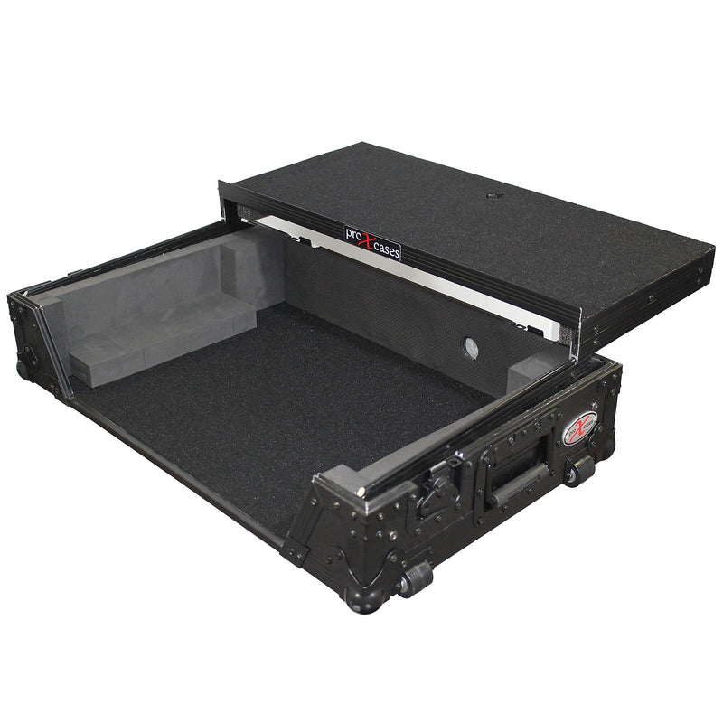 PROX-XS-DNMC3000 LTBL DJ Controller Road Case - ProX XS-DNMC3000-LTBL Digital Controller Flight Case w/ Laptop Shelf Black On Black