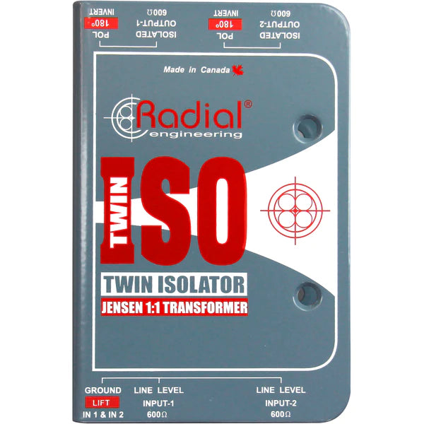 Radial Twin-Iso - Line level isolator, passive 2 channel balanced with Jensen transformers
