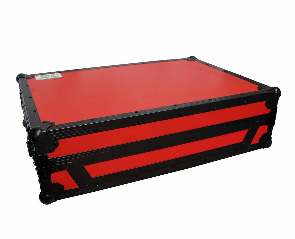 PROX-XS-MCX8000 WLTRB DJ Controller Road Case - ProX XS-MCX8000-WLTRB Flight Road Case With Sliding Laptop Shelf And Wheels Red On Black