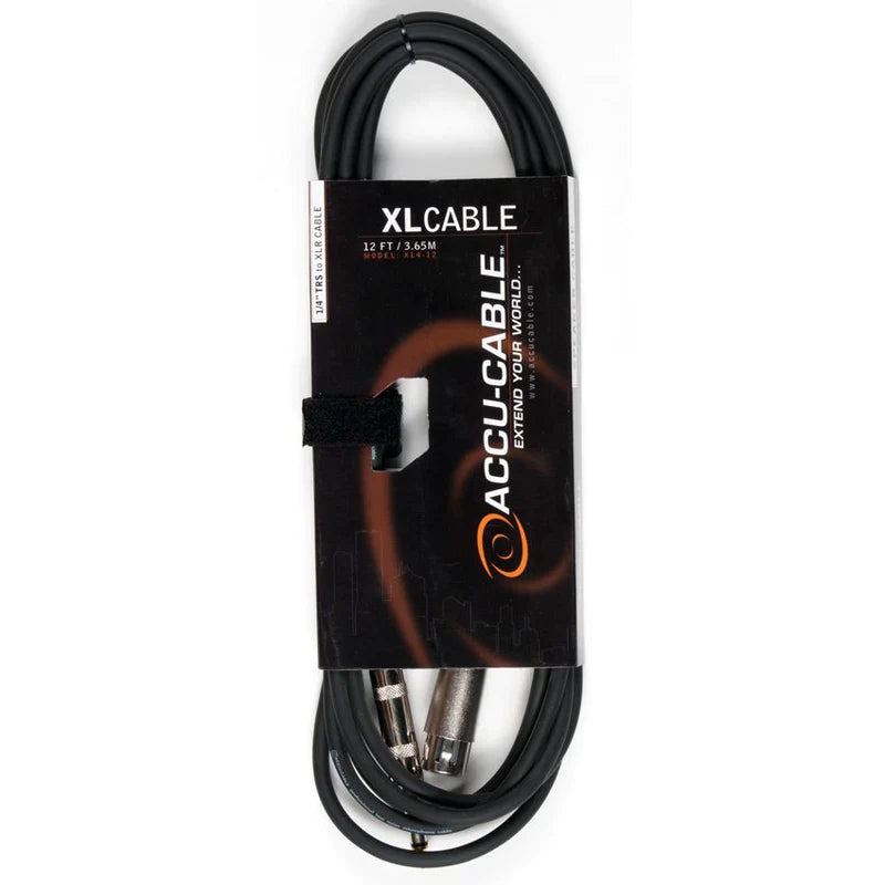 XL4-12 - Accu-Cable XLR Female to 1/4” Male TS Microphone Cable 12 Feet