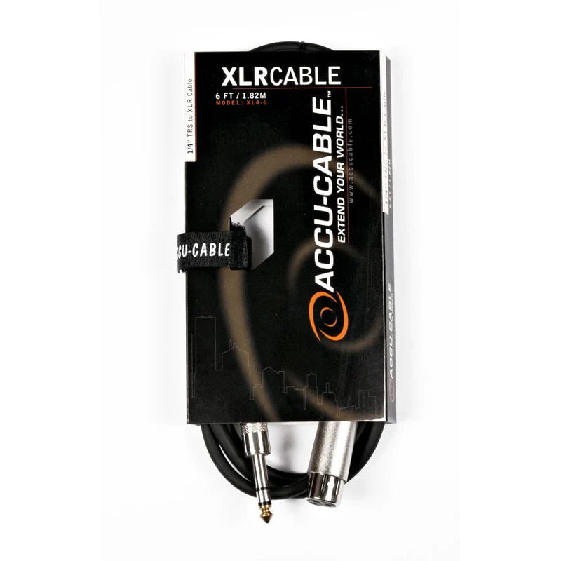 XL4-6 - Accu-Cable XLR Female to 1/4” Male TS Microphone Cable 6 Feet